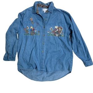 vintage denim stitched design shirt